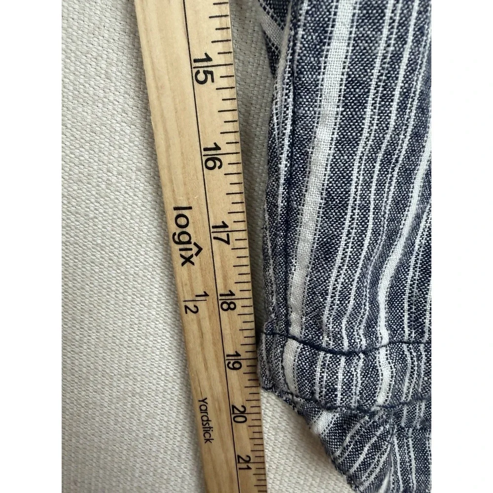 Lane Bryant Striped Blue White Capri Pant Plus 18/20 Resort Linen Blend Beach - Picture 4 of 10